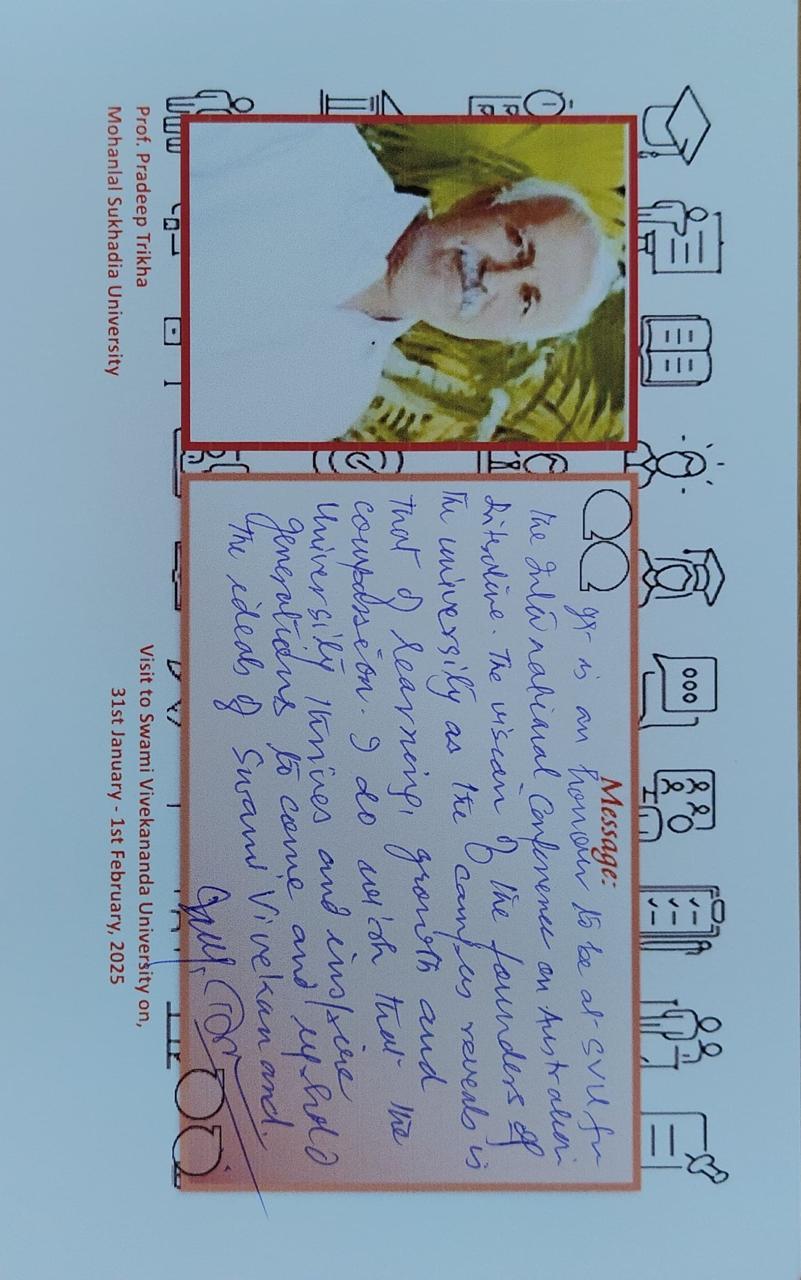 An appreciation received by Swami Vivekananda University